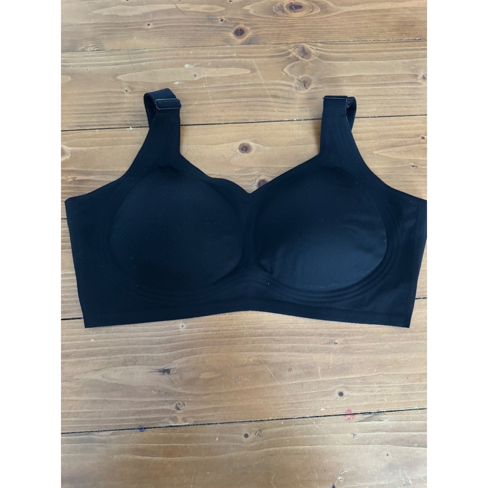 Seamless Wireless Bra Black Molded Cups Adjustable‎ Straps Size 2XL 175/100